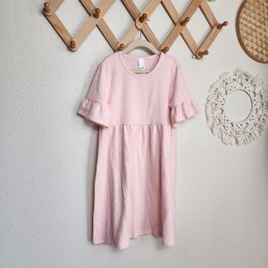 Harper Canyon Fuzzy Ruffle Sleeve Dress Girl's 7 Pink Fit & Flare Flowy …